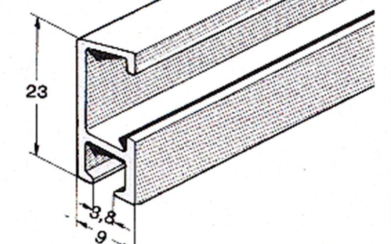 T 50	Galleriskinne, 3 meter, hvid, 30 meter - 10%